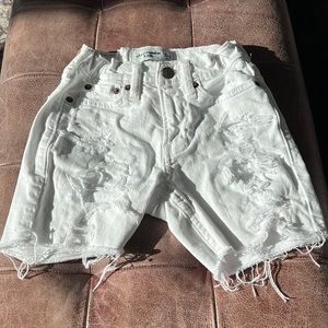 Abercrombie kids white distressed shorts